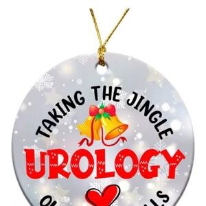Festive Urology Holiday Ornament - Red and Gold